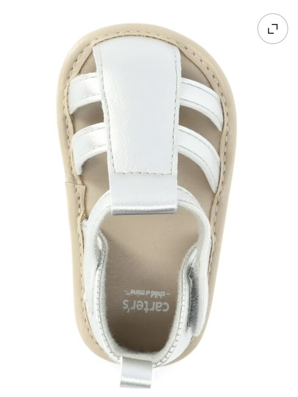 Carter's White and Tan Toddler Sandals with Hook-and-Loop Strap